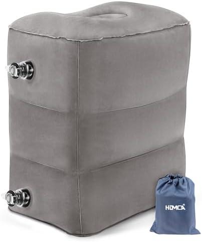 HOMCA Inflatable Travel Foot Rest Pillow, Adjustable Height Leg Pillow，Fast Inflating Airplane Bed for Toddlers，Footrest Pillow for Office, Airplane，Train，Cars，Home