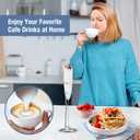 SIMPLETASTE Milk Frother Handheld Electric Foam Maker, Drink Mixer with Stainless Steel Whisk for Cappuccino, Bulletproof Coffee, Latte, White, with Stand, Battery Operated
