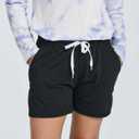 Real Essentials 4 Pack: Girls Athletic Performance Dry-Fit Running Shorts with Drawstring & Pockets (L)