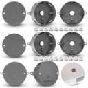 Juexica 4 Set 4'' Old Work Round Electrical Box with Cover Weatherproof Outdoor Outlet Junction Box with 5 Hole 1/2-inch Holes Aluminum Ul Listed for Ceiling Mount Lighting Systems (Classic,Gray)