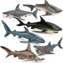 6PCS 5-7" Realistic Shark Figurines Toy for Toddlers 3-5 5-7, Large Ocean Animal Bath Toys for Kids Ages 4-8, Sharks Cake Toppers & Birthday Party Favors & Gifts for Boys & Girls