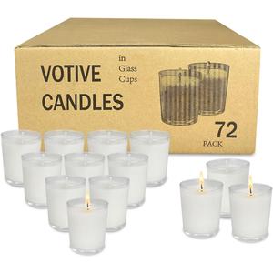 72 Pack White Unscented Clear Glass Filled Votive Candles, Hand Poured Wax Candle Ideal Gifts for Aromatherapy Spa Weddings Birthdays Holidays Party