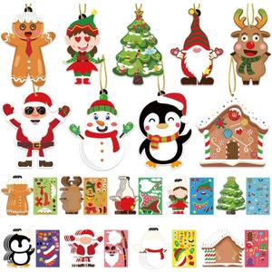 VABAMNA 36 Pack Christmas Ornament Crafts for Kids - Make Your Own Ornament Kit with Christmas Craft Stickers, Ornament Making Kit for Kids Holiday Xmas Classroom Party Favors