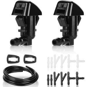 Front Windshield Washer Nozzles Kit 3 Meters Windshield Washer Hose with 12 pcs Connectors - Compatible for Ford Edge 2011-2014 for Lincoln MKX 2011-2015 - Replace Part BE8Z-17603-A - Set of 2