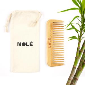 NOLE Bamboo Wide Tooth Comb - Detangling Hair Brush, Perfect Wide tooth Comb for Curls and Waves, Anti-Static, Gentle on Natural Curly and Wavy Hair, For Men and Women