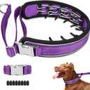 Mayerzon Prong Collar for Large Medium Dogs, Patented Reflective Pinch Collar with Metal Buckle, No Pull Adjustable Hidden Covered Dog Walking Training for Pitbull German Shepherd Doberman(Purple, L) (Large: 15''-22'')