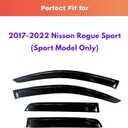 KPY Rain Guards Fit for 2017-2022 Nissan Rogue Sport, Out-Channel Window Visors Vent Wind Deflectors 4PC, Car Accessories for 17-21 Nissan Qashqai (Sport Model Only)