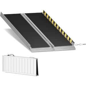 Portable Wheelchair Ramp 4FT,800LBS Weight Capacity Threshold Ramps with Non-Slip Aluminum for Wheelchair,Wheel Chair Ramp for Home Steps, Foldable Handicap Ramps for Home,Steps