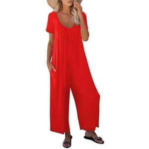STOLKISS Women’s Casual Jumpsuits One Piece Loose Stretchy Long Sleeve Fall Jumpsuit Wide Leg Long Pants Rompers with Pockets, XL