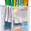 Pool Bins Rolling Pool Storage Organizer Bin, Medium, (25.4" W x 25.4" L x 40" H), White
