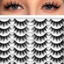 Losha Eyelashes Natural Look Faux Mink Lashes Pack Handmade Fluffy False Eyelashes 14 Pairs Cat Eye Lashes (54)