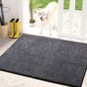 PURRUGS Dirt Trapping Door Mat 34" x 59", Non-Slip Machine Washable Entryway Rug, Dog Doormat, Indoor Front Door Mat, Super Absorbent Entry Rug for Muddy Shoes & Paws, Bluish Grey-Black
