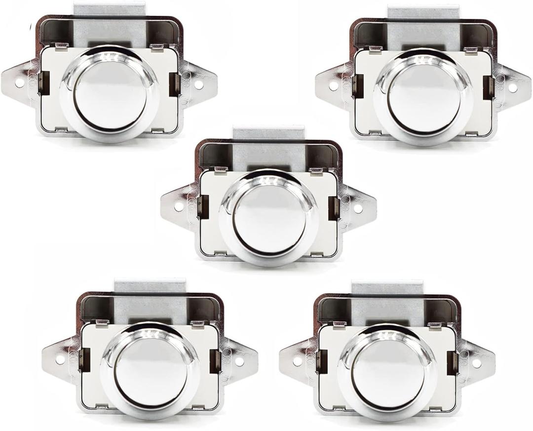 5pcs Push Button Cabinet Latch Lock for RV Motorhome Camper Caravan Yachts (ABS)-Silver