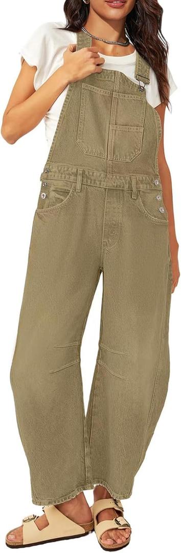 Barrel Overalls Jumpsuits for Women Casual Loose Baggy Jeans Pants Sleeveless Bib Jumpers with Pockets (Large, Army Green) Barrel Overalls Jumpsuits for Women Casual Loose Baggy Jeans Pants Sleeveless Bib Jumpers with Pockets (Large, Army Green)