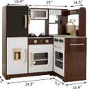 TaoHFE Espresso Corner Play Kitchen with Lights,Kitchen Set for Kids Ages 1-3,Brown Kids Toy Kitchen Set with Pretend Play Accessories Playset for Girls Christmas Presen
