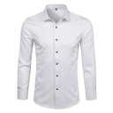 Men's Stretch Wrinkle Free Dress Shirts Formal Wedding Prom Long Sleeve Button Down Shirt, XL