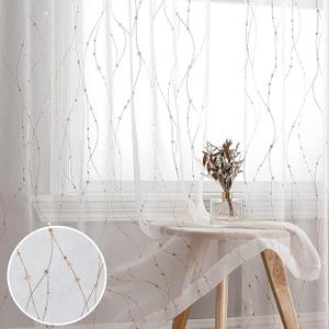 SMILE WEAVER White Sheer Curtains 95 Inch Long for Living Room,Privacy & Light Filtering Semi Sheer Curtain with Star Print Design,Lightweight Voile Transparent Bedroom Window Drapes,2 Panels