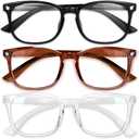 Gaoye Stylish Blue Light Glasses for Woman - Computer Glasses for Blue Light Blocking - Lightweight Frames - 3 pack (B10-black + Moca + Wine Red)