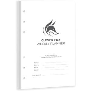 Clever Fox Weekly Planner Binder Refills  12-Month Planner Page Refill Set - Planner for Time Management & Weekly Tasks  Work & Life Organizer with To Do List  Undated A5 Pages (Pearl White)