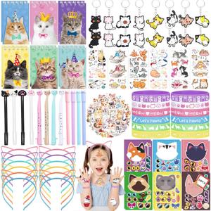 134Pcs Cat Party Favors Set for Kids Cat Themed Birthday Party Supplies With Cat Headband Spiral Notepads Pens Keychains Tattoo Cat DIY Face Stickers Silicone Bracelets Cat Favors for Girls Kids Party 134Pcs Cat Party Favors Set for Kids Cat Themed Birthday Party Supplies With Cat Headband Spiral Notepads Pens Keychains Tattoo Cat DIY Face Stickers Silicone Bracelets Cat Favors for Girls Kids Party
