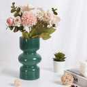 Vintage Teal Green Glass Vase-7 Inch Colored Flower Vase for Home Decor, Office, Weddings, Decorative Modern Bubble Flower Vases for Centerpieces, Bouquet, Table Decor, Living Room, Kitchen