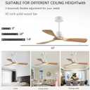 42" Ceiling Fans with Lights with Remote Control, Indoor Outdoor Wooden Ceiling Fan with 3 Wooden Blades for Patio, Living Room, Dining Room, Farmhouse and More. (White + Log Color)