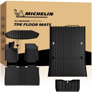 Michelin Vehicle Mats for 2025-2026 Tesla Cybertruck Full Set Floor Liners | All-Weather TPE Custom Fit Floor Mat, Not Fit Drop-in Bed Liner or Cyberbeast, Non Slip Truck Accessories, 6 Piece, Premier A