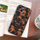 Abbery for iPhone 15 Case Tortoise Shell Cheetah Leopard Print Cute Trendy Animal Pattern Design Flexible Soft TPU Protective Women Girls Grily Brown Shockproof Phone Cover