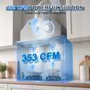 Insert Range Hood 24Inch, Built-in Kitchen Hood with 353 CFM, 3-Speed Vent Hood with Push Button Control LED Lights, Metal Filter, Suitable for Home kitchen, Compact Kitchen, Apartments