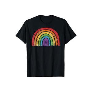 Rainbow Flag Gay Pride LGBT Awareness Ally Vintage T-Shirt, Large, Black