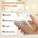 Baderke 50 Pcs Round Bottom Plastic Cups with Sip Lids Clear Disposable Iced Coffee Cups for Smoothie Cold Beverage Coffee Shops and Party Catering(12 oz,Clear)