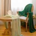 3 Pack Dark Green Cheesecloth Table Runner 35x120 Inch Long Romantic Table Runner for Wedding Bridal Shower Birthday Party Spring Easter Holiday Home Decorations Emerald Green (Dark Green, 3 Pack)