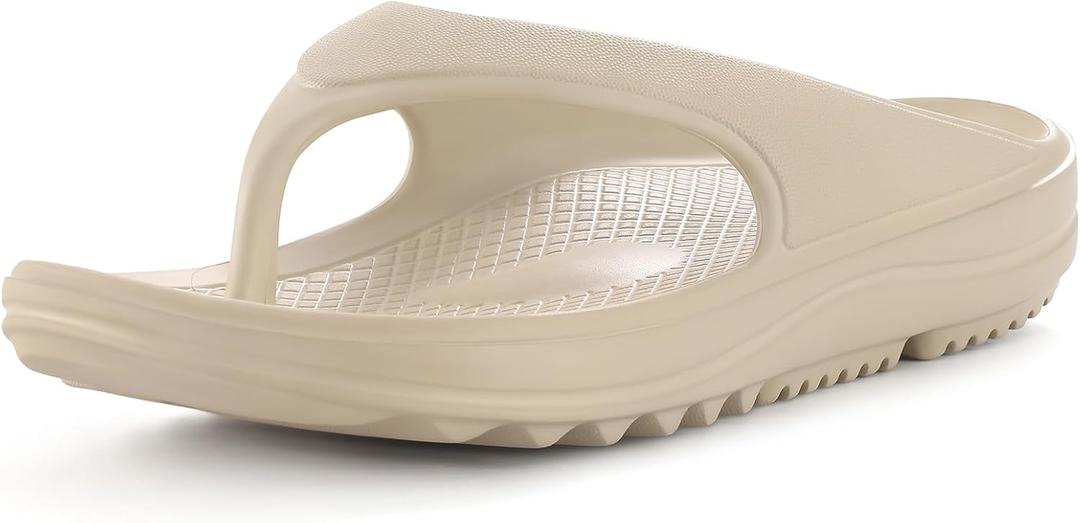 shevalues Orthopedic Sandals for Women Arch Support Recovery Flip Flops Pillow Soft Summer Beach Shoes (8.5-9 Women/7-7.5 Men, Nude)