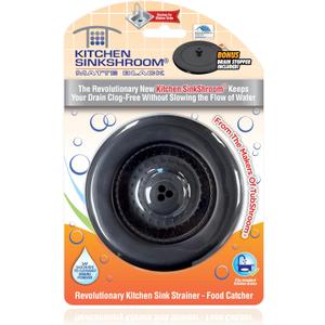 Kitchen SinkShroom Clog-Free Kitchen Sink Drain Strainer with Stopper - Sink Protector for Kitchen Sink, Stainless Steel, Matte Black