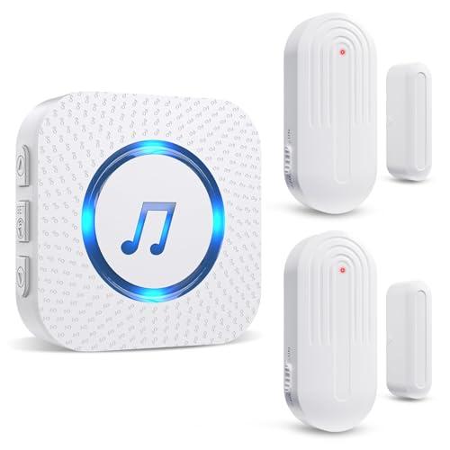 SanJie Wireless Door Chime Sensor, When Door Opens, Entry Alarm for Business/Home/Kids, 5 Adjustable Volume Ringer Alert 3 Sensors + 1 Receivers, 500 FT Range,26 Chimes