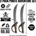 2pcs 22" Plastic Pirate Sword, Toy Prop Pirate Cutlass Costume Accessories for Kids and Adults, Birthday Party Gift, Stage Play, Halloween Cosplay Party, Large