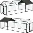 Large Metal Chicken Coop Run for 8-12 Chickens, Chicken Runs for Yard Run Hen House with Waterproof Anti-UV Cover, Portable Chicken, Coop for Outdoor Chicken Rabbit Duck, Black, 120"40"40"