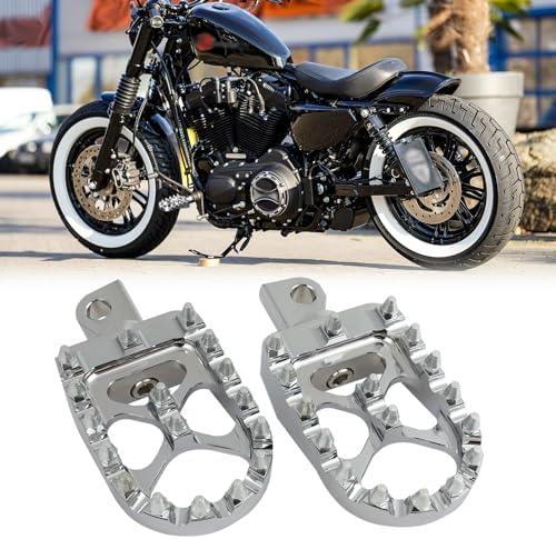 JMTBNO CNC Wide Fat FootPegs Silver 360°Roating Foot Pegs Pedals Footrest MX Chopper Bobber Motorcycle Accessories Compatible with Harley Davidson Dyna Fatboy Sportster Iron 883