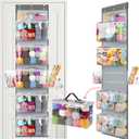 Katech Hanging Yarn Storage Organizer, Over The Door Storage w/Large Capacity Knitting Bag, Yarn Organizers with 6 Zipper Closure Compartments & Detachable Crochet Bag for Yarns Enthusiasts