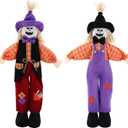 2 Pcs Halloween Scarecrow 31.5 Inches Skull Scary Standing Scarecrow Ghost Garden Outdoor Decorations, Figurine Gifts for Halloween Fall Autumn Thanksgiving Outdoor Decor Farmhouse Porch