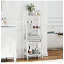 UTEX 4-Tier Ladder Shelf, Bathroom Shelf Freestanding, 4-Shelf Spacesaver Open Wood Shelving Unit, Ladder Shelf (White)