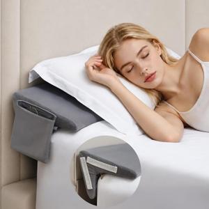 Vekkia Bed Wedge Pillow for Headboard Gap, Queen 60"x10"x8" with Pockets