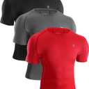 Runhit Men's Compression Shirts Short Sleeve Athletic T Shirt Cool Dry Workout Tops Sports Base Layer Undershirt, XL