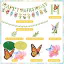 Flower Birthday Decorations, Garden Wildflower Party Decorations with Pre-strung Banners, Flower Themed Hanging Swirls, Birthday Decorations for Women Girl