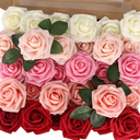 MACTING 30PCS Artificial Rose Flowers Real Touch Fake Flowers with Stem Foam Roses for DIY Wedding Bouquet Table Centerpieces Party Baby Shower Home Party Spring Mothers Day Decor(Mix Coral Series)