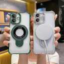 Compatible with iPhone 16 Plus Magsafe Case,Magnetic Ring Kickstand Stand and Military Grade Drop Protection for Silicone Four Corners Shockproof Case for iPhone 16 Plus -Silvery