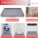 27x27inch Washer Drain Pan With Foldable Dirty Clothes Basket and Hook, Multi-function Non Slip Washer Drip Tray, With Raised Edge Washing Machine Silicone Mat, Soft Foldable Waterproof Pad, Grey