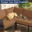 Smiry Waterproof Patio Cushion Covers, Stretch Outdoor Couch Slipcovers Replacement Washable Furniture Protector Sofa Chair Seat Cover for Dogs and Pets (14 Pcs, Camel)