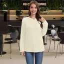 Women's Long Sleeve Tunic 2026 Blouses Knit Sweater Casual Basic Shirts Tee Shirts Tops (Blue, L)