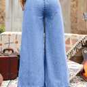Astylish Wide Leg Jeans for Women Stretch High Wasited Baggy Trendy Denim Jean Ruffle Hem Pants Size 4